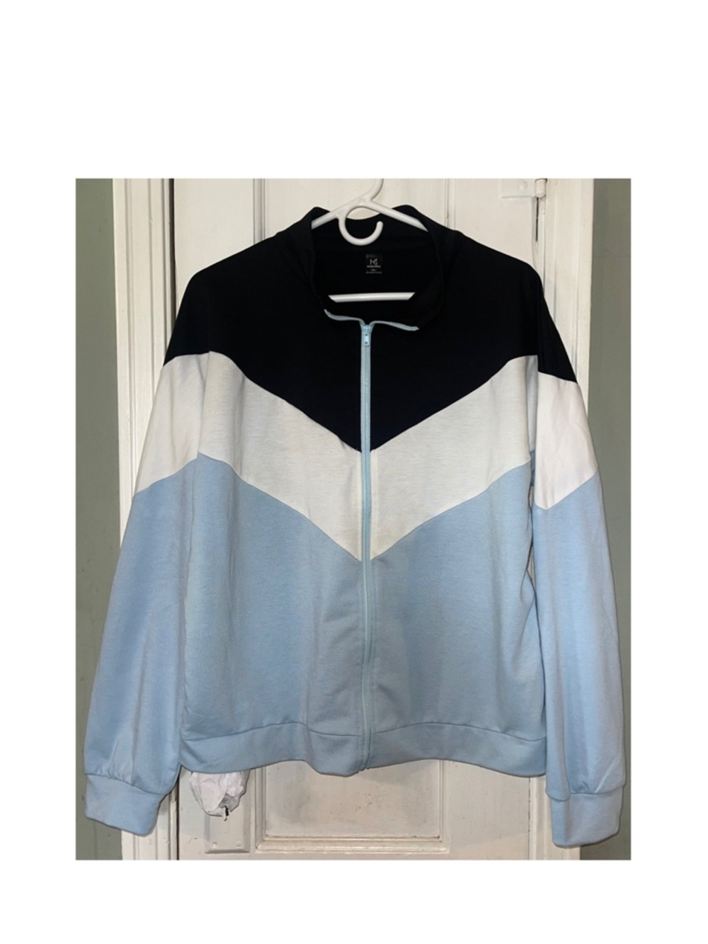 Women’s Colorblock Zip-Front Jacket - Light Blue, White & Navy